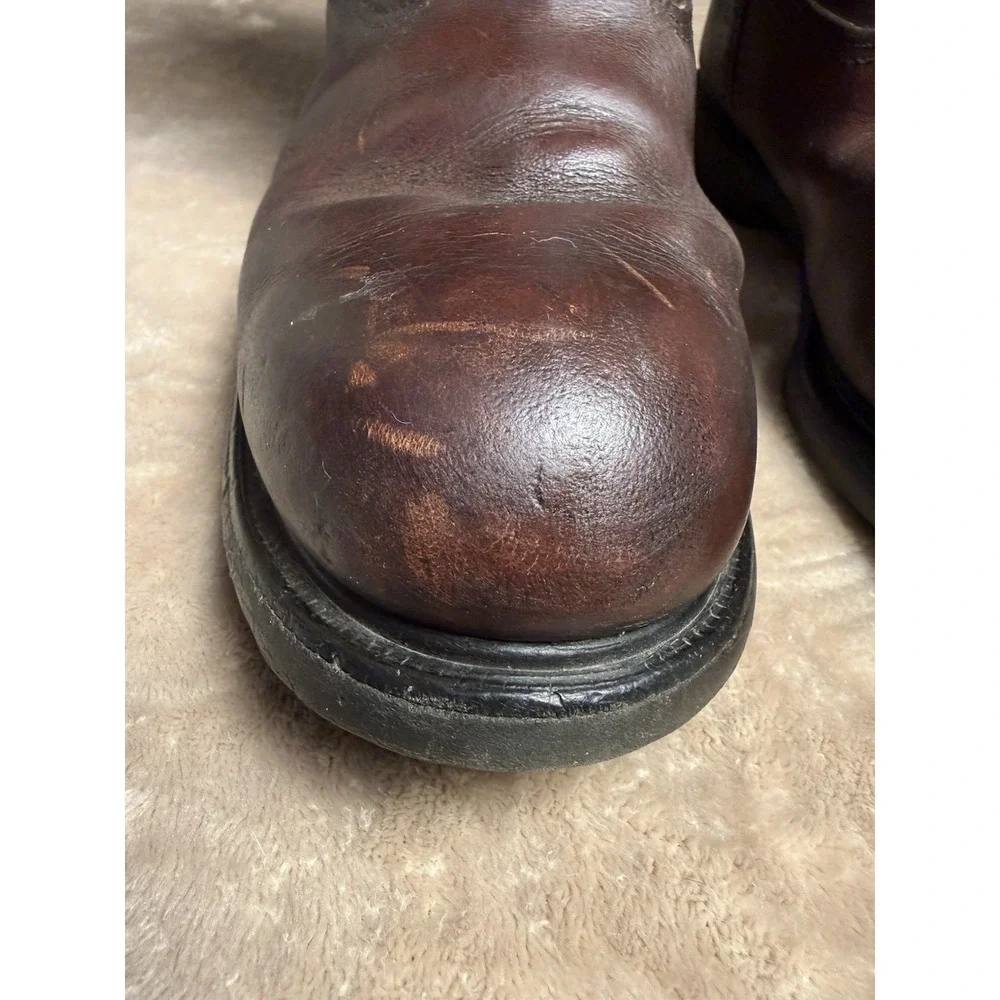 Vintage Red Wing SuperSole Steel Toe Lined Brown Leather Boots 9.5 D USA